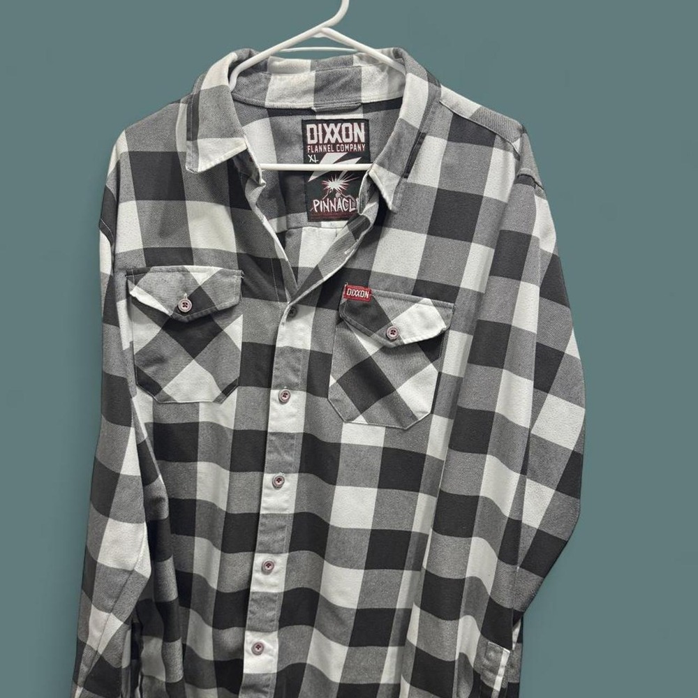 Dixxon The Pinnacle Flannel Mens XL Black White Buffalo Plaid D-Tech Shirt